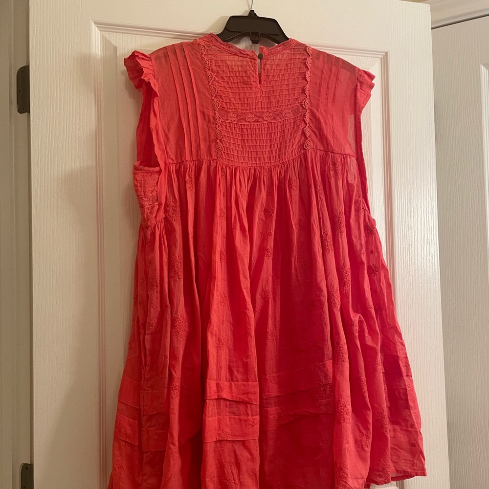 FREE PEOPLE Nobody Like You Embroidered Mini Dress in Coral - Picture 12 of 14